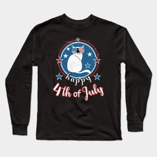 Happy 4Th of July Funny Patriot Cat Long Sleeve T-Shirt